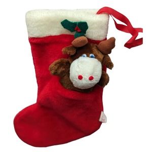 Vintage Christmas Stocking with Moose